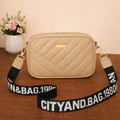 Beige Chic Chevron Crossbody Vanity Bag