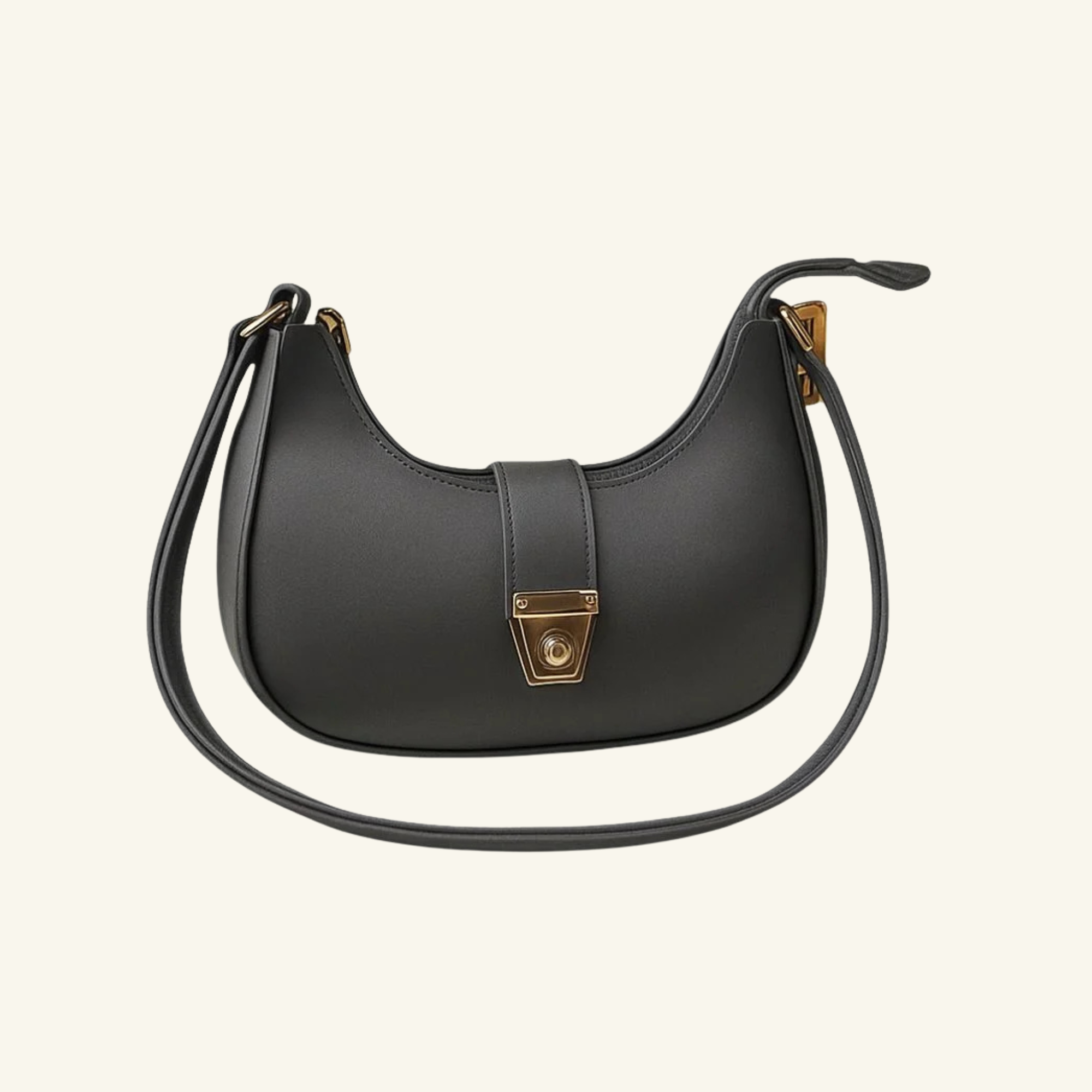 Grey Crescent Half-Moon Bag