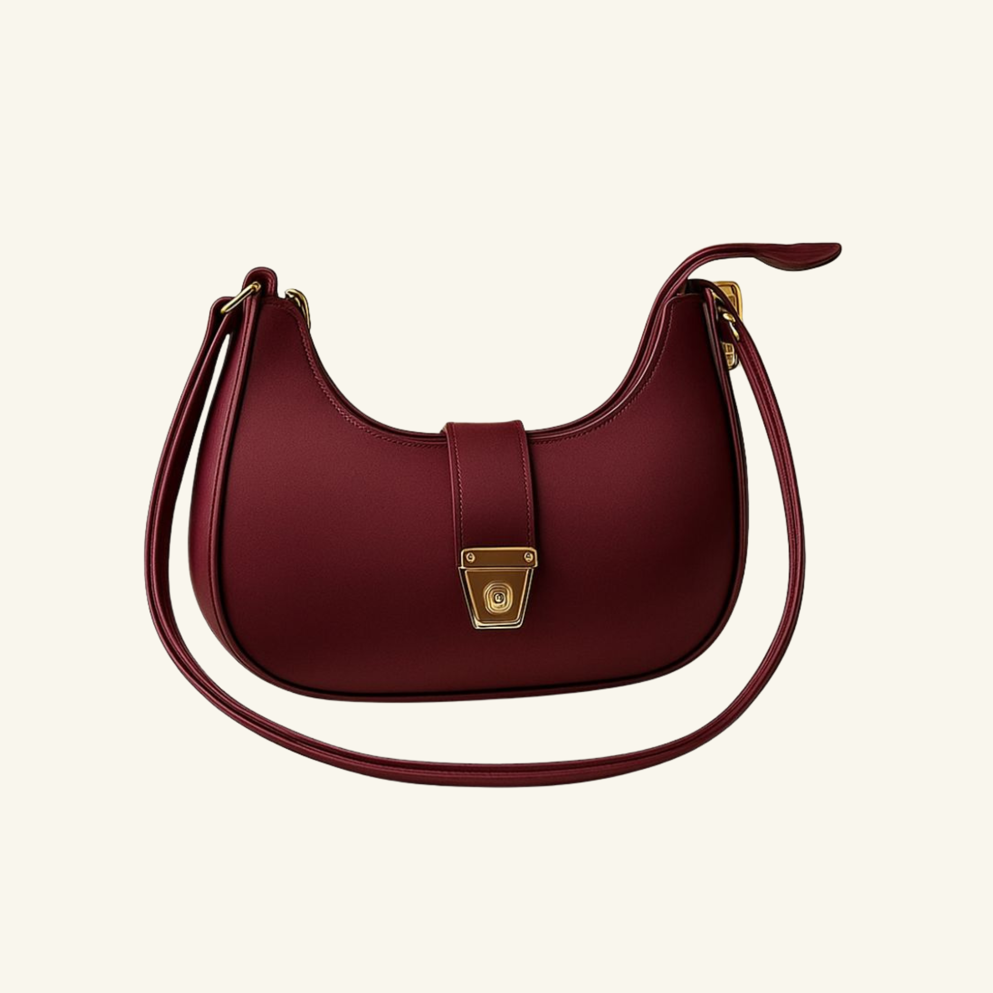 Maroon Crescent Half-Moon Bag