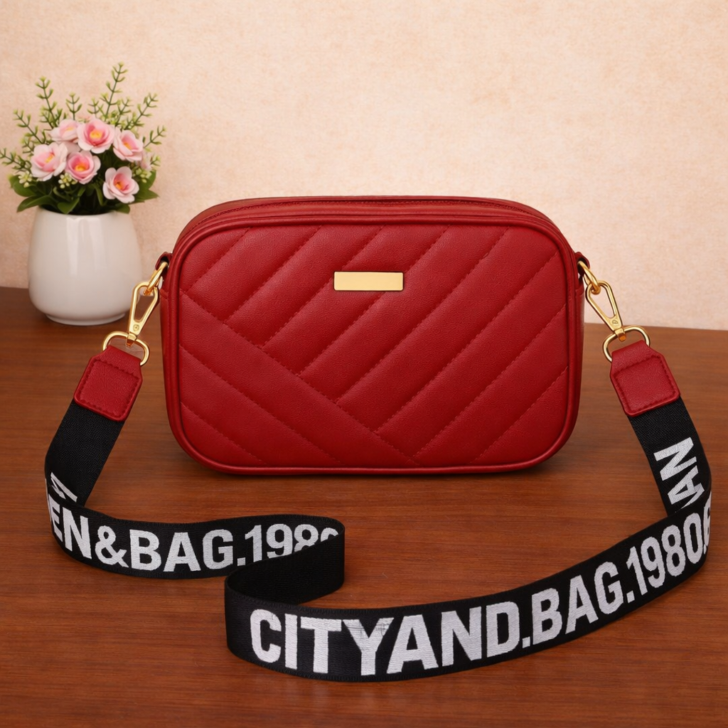 Maroon Chic Chevron Crossbody Vanity Bag